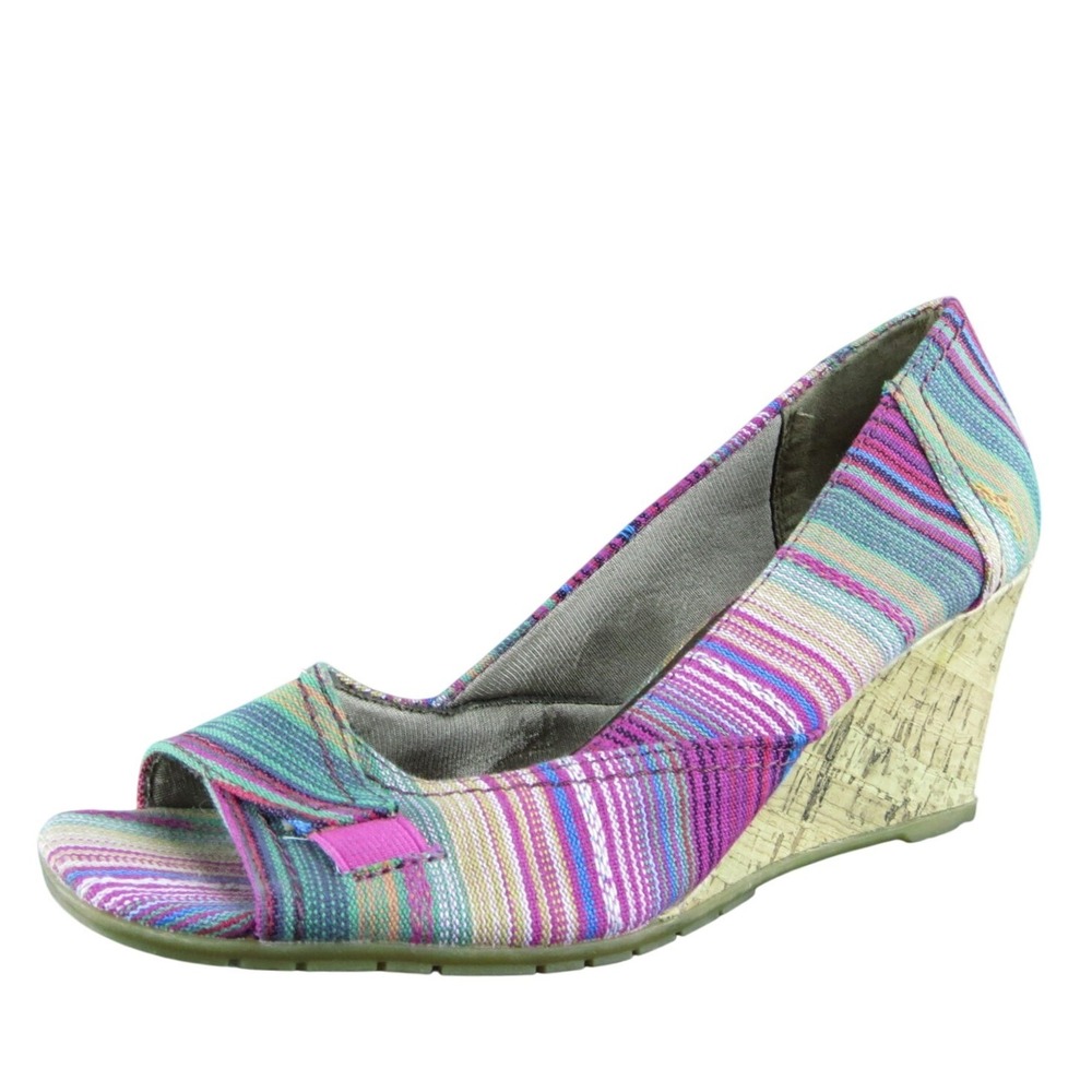 LifeStride Promote Memory Foam Women Peep Toe Shoes Sz 10 Wide Multicolor Fabric